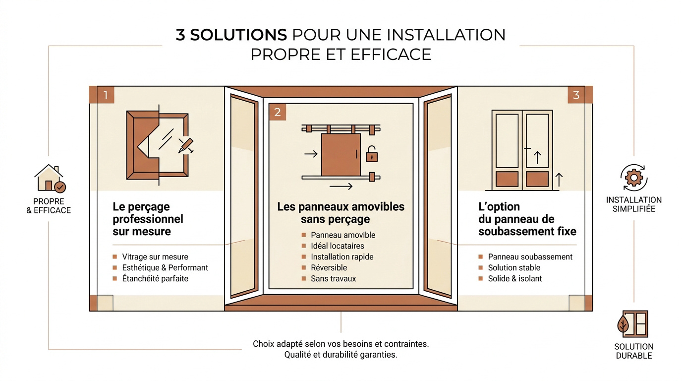 Installation d'une chatière sur une baie vitrée moderne