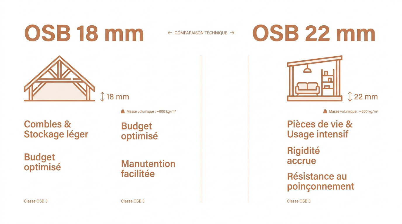 Comparaison technique entre panneaux OSB 18mm et 22mm