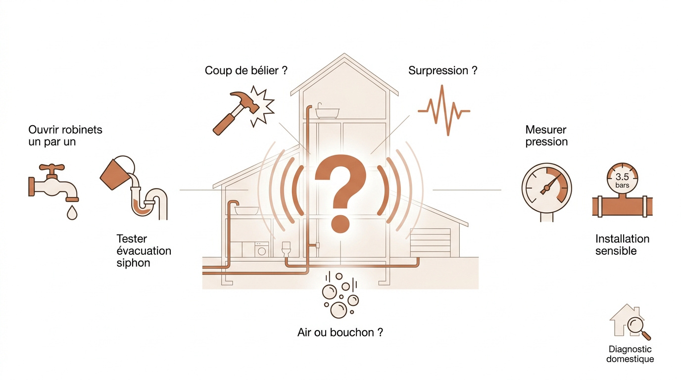 Schéma de diagnostic des bruits de canalisations domestiques