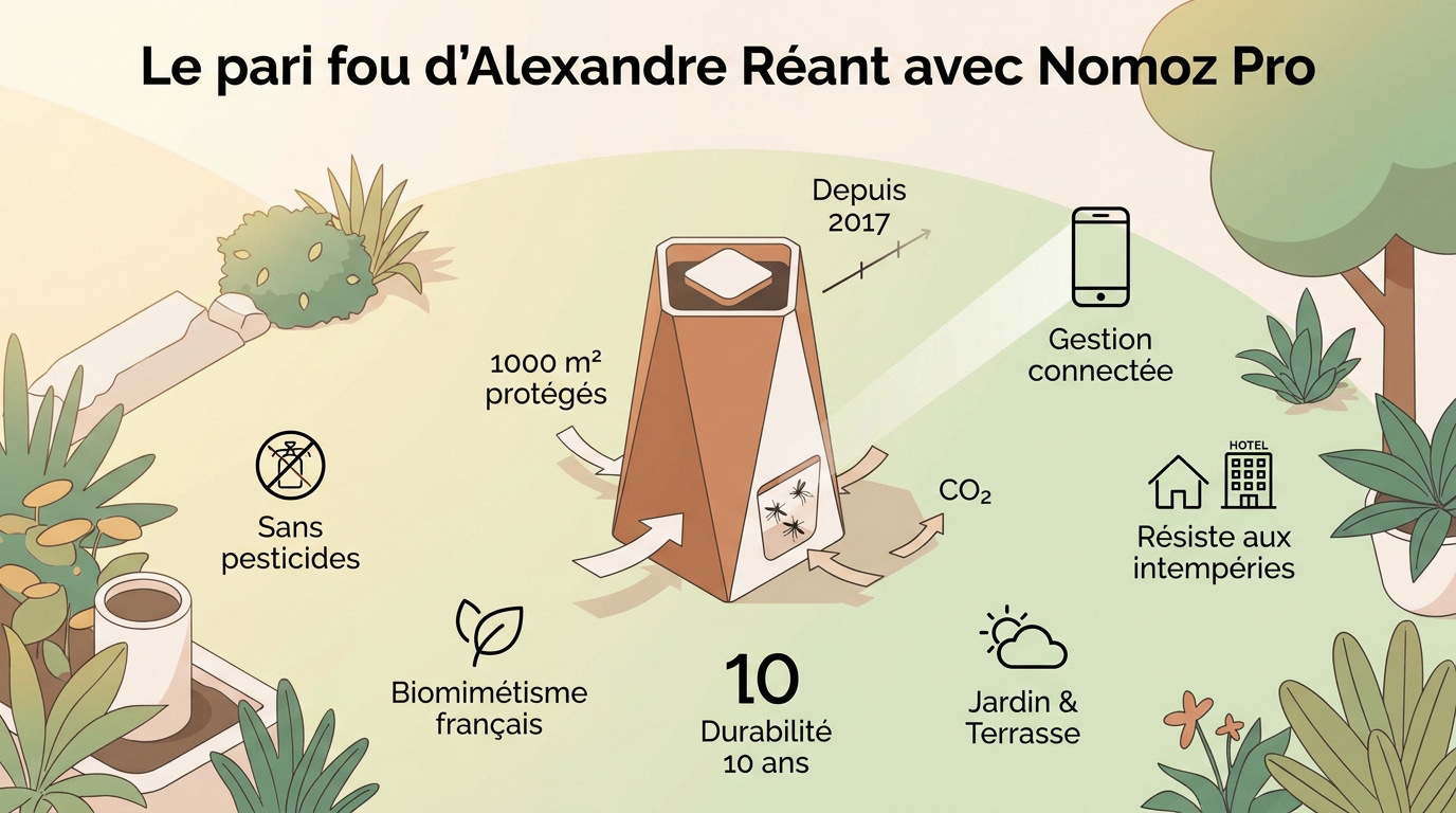 Piège à moustiques Nomoz Pro installé dans un jardin