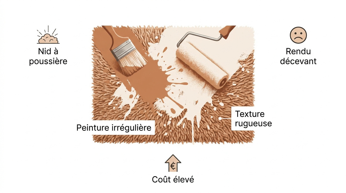 Problèmes de rendu après avoir appliqué une peinture moquette murale