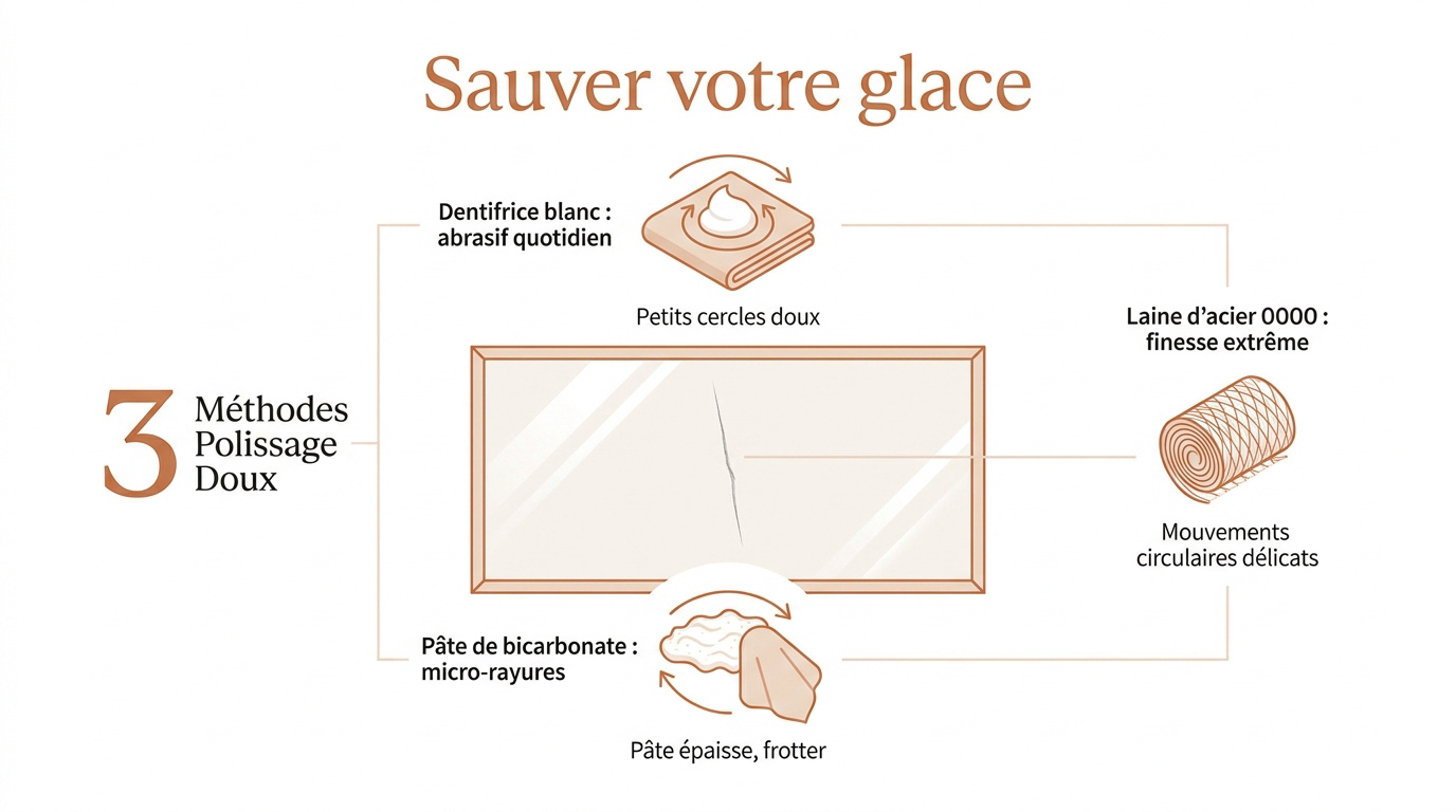Nettoyage et polissage d'un miroir rayé avec des produits maison